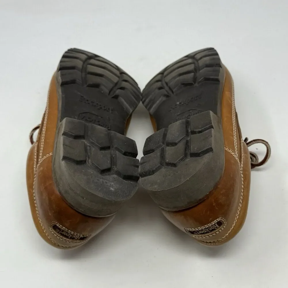 Rockport Lug Sole Moc Toe Shoes Mens 9 M Brown Leather Casual Boat Lace Up